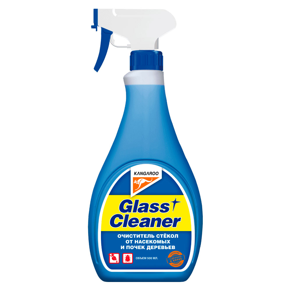 320126 KANGAROO Очиститель стекол Glass cleaner, 500 мл.   салфетка