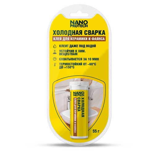 NPGSK0007 NANOPROTECH Холодная сварка – Клей для керамики и фаянса NANOPROTECH, 55 гр