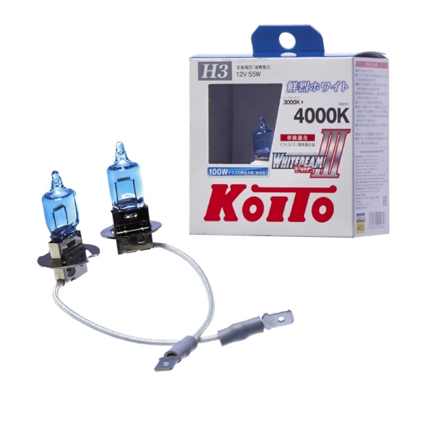 Лампа высокотемпературная Koito Whitebeam H3 12V 55W (100W) 4000K (комплект 2 шт.)