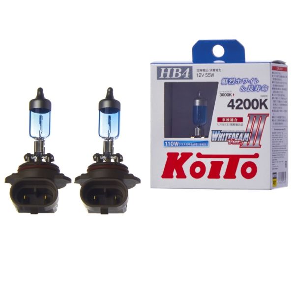 Лампа высокотемпературная Koito Whitebeam 9006 (HB4) 12V 55W (110W) 4200K (комплект 2 шт.)