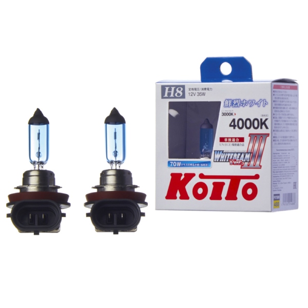 Лампа высокотемпературная Koito Whitebeam H8 12V 35W (70W) 4000K (комплект 2 шт.)