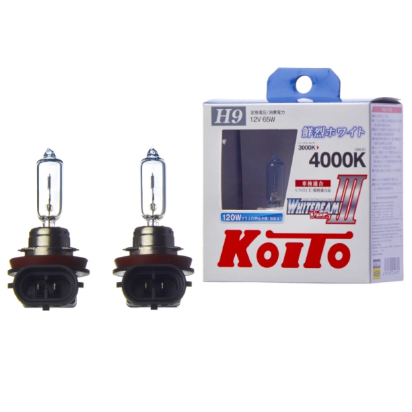 Лампа высокотемпературная Koito Whitebeam H9 12V 65W (120W) 4000K (комплект 2 шт.)
